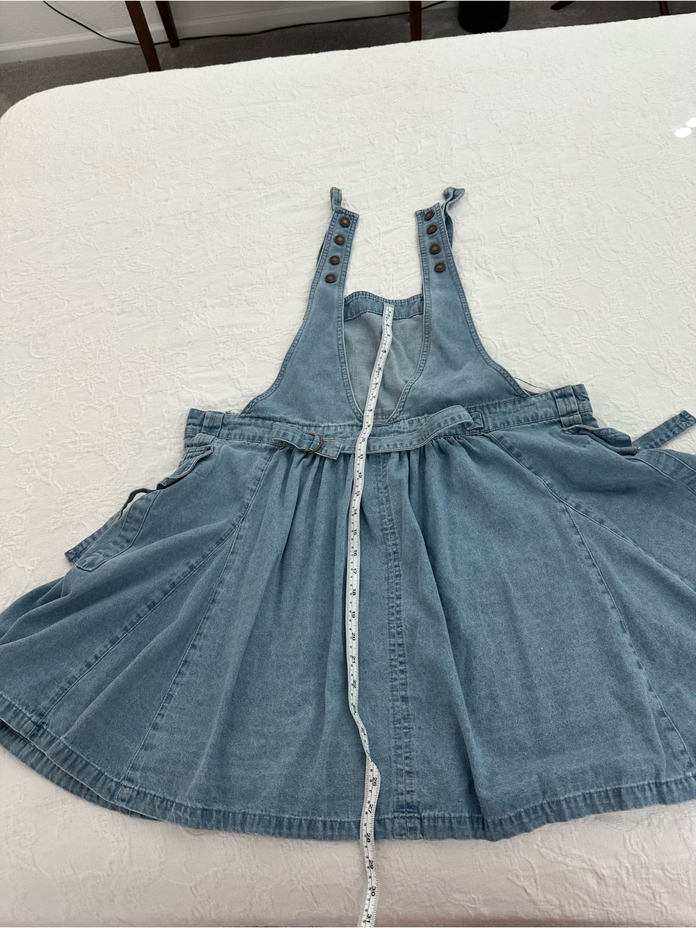 Women's Light Blue Denim Overall Dress with Adjustable Straps